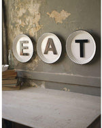 Kalalou CHYK1027 White And Black Tin ``EAT`` Sign