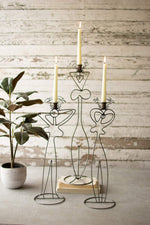 Kalalou H3827 Set of Three Wire Abstract Ladies Taper Candle Towers