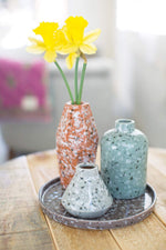 Kalalou CDV2011 Ceramic Splatter Ware Vases with Tray Set of 3