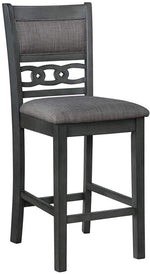 Benzara Wooden Counter Height Chairs with Adjoined Rings Design, Set of 4, Gray