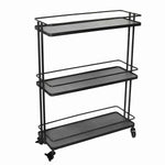 Benzara BM209826 Industrial Style Metal Frame 3 Tier Trolley with Casters, Black