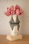 Kalalou CPH3402 Whites And Browns Etched Ceramic Vase