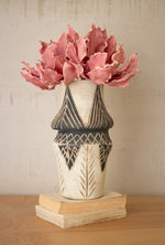 Kalalou CPH3402 Whites And Browns Etched Ceramic Vase