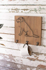 Kalalou CHW1183 Wood & Metal Pet Wall Hooks - Dog