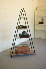 Kalalou CHW1005  A Frame Tower with Wire Baskets and Wooden Shelf