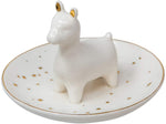 Sagebrook Home 14717-01 5" Trinket Tray, Llama, White