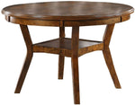 Benzara Round Top Wooden Dining Table with Boomerang Legs, Walnut Brown