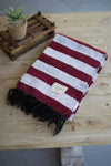 Kalalou NRV1358 Cotton Throw Maroon and White