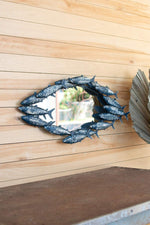 Kalalou CMN1449 Painted Metal School Of Fish Wall Mirror