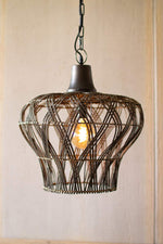 Kalalou CLL2422 Rattan Bell Pendant Light
