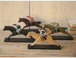 Kalalou CGU1007 Wooden Horse and Jockeys Set of 4