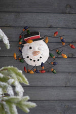 Kalalou H4000 Clay Snowman with Christmas Bulbs Wall Hanging