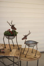 Kalalou CMN1312 Set Of Two Metal Deer Planters #1