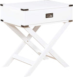 Benzara Transitional Style Wooden Chairside Table with Cross Base Legs, White