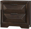 Benzara 2 Drawer Modern Wooden Nightstand with Raised Front Panel, Dark Brown