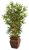 Nearly Natural 5933 3.5' Artificial Green Bamboo Tree in Wooden Decorative Planter