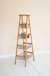 Kalalou CMN1476 Wooden Ladder With Wire Baskets Display