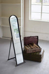 Farmhouse Arched Floor Mirror – Distressed Metal Frame – Full Length
