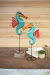 Kalalou NTM1256 Set of Two Recycled Metal Seahorses on Stands