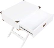 Benzara Transitional Style Wooden Chairside Table with Cross Base Legs, White
