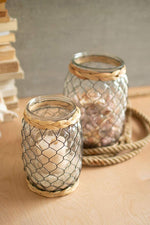 Kalalou CLAN1062 Wire-Wrapped Vases with Marine Rush Detail