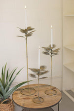 Kalalou CLL2376  Antique Brass Palm Taper Candle Towers