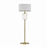 Benzara 62 Inch Metal Floor Lamp with Stalk Support and Obround Shape Shade, Gold