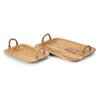 IMAX Worldwide Home Tabari Wood Trays with Jute Handle - Set of 2