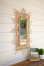Kalalou NKE1262 Bamboo Sunburst Rectangle Mirror