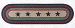 Earth Rugs OP-238 Black Stars Oval Patch Runner 13``x48``