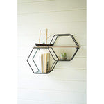 Kalalou CHW1235 Metal Wood Hexagon Wall Shelf