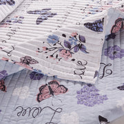 Benzara 2 Piece Twin Size Quilt Set with Lily and Butterfly Print, Multicolor
