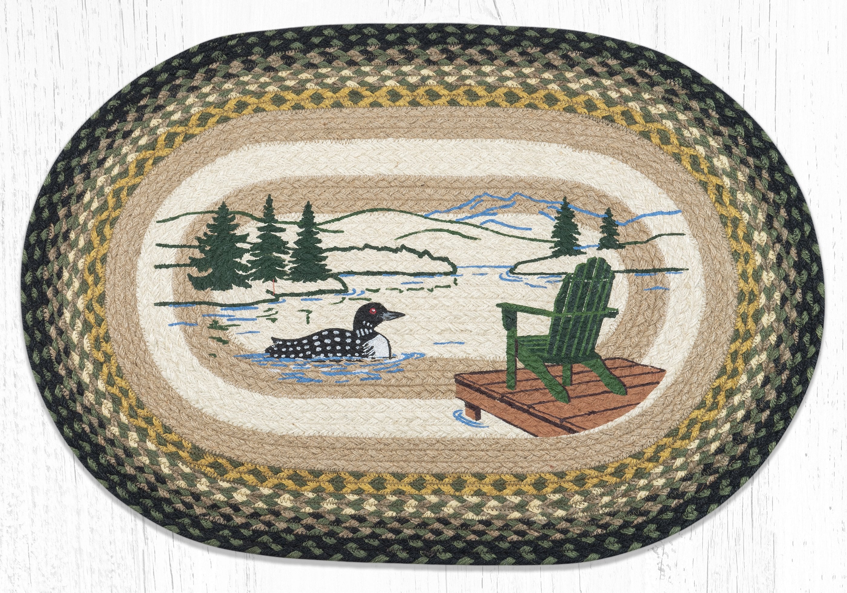 Earth Rugs OP-116 Adirondack Loon Oval Patch 20``x30`` – Uber Bazaar