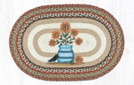 Earth Rugs OP-300 Sunflowers in Crock Oval Patch 20``x30``