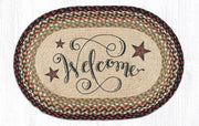 Farmhouse Welcome Rug – Earth Rugs OP-319 Oval Jute Barn Stars Mat