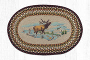 Winter Lodge Oval Rug – Elk Scene Braided Jute 20