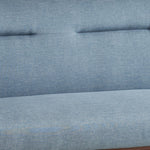 Benzara Fabric 2 Seater Loveseat Sofa with Splayed Legs, Blue and Brown