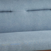 Benzara Fabric 2 Seater Loveseat Sofa with Splayed Legs, Blue and Brown