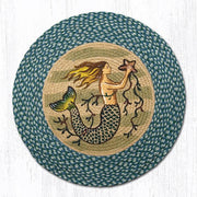Round Mermaid Rug for Beach House Bathrooms – Hand-Stenciled 27