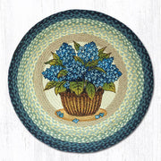Earth Rugs Blue Hydrangea Round Braided Jute Rug 27x27 Inches