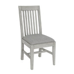 Benzara 18 Inch Slatted Dining Side Chair with Padded Seat, Set of 2, Gray