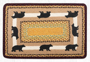 “Handcrafted Cabin Bear Jute Oblong Patch Rug for Entryway or Kitchen”