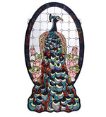 Meyda Lighting 67135 20"W X 38"H Peacock Profile Stained Glass Window Panel