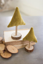 Kalalou CGL4116 Gold Velvet Christmas Trees Set of 2