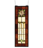 Meyda Lighting 67791 8"W X 24"H Pasadena Rose Stained Glass Window Panel