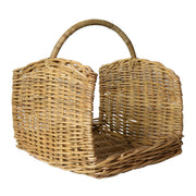 Benzara Rattan Woven Basket with Curved Top Handle, Set of 2, Brown
