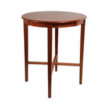 Benzara Round Wooden Pub Table with X Shape Design at Bottom, Cherry Brown