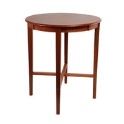 Benzara Round Wooden Pub Table with X Shape Design at Bottom, Cherry Brown