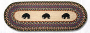 Earth Rugs OP-43 Black Bears Oval Table Runner 13``x36``