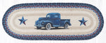 Earth Rugs OP-362 Blue Truck Oval Table Runner 13``x36``